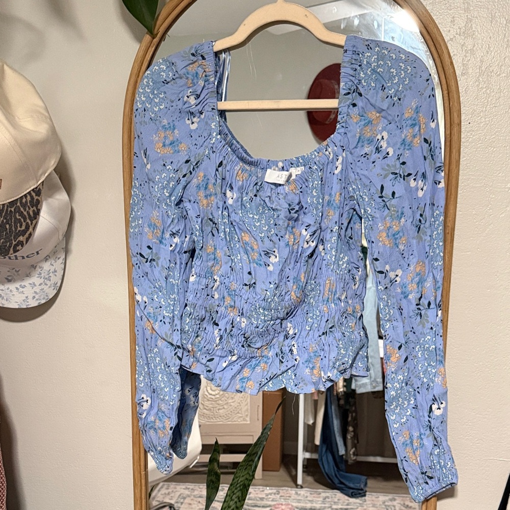 Astr Blue Floral Women's Blouse